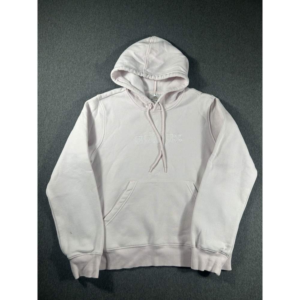Adidas Women's Pastel Pink Embroidered Logo Hoodie Size Large